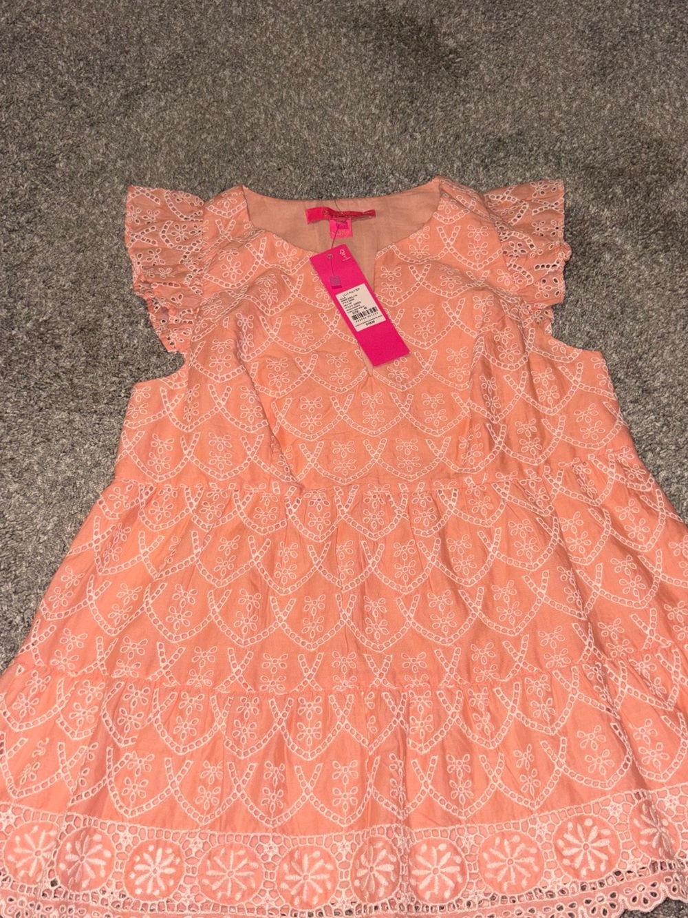 Lilly Pulitzer Peach Eyelet Tiered Ruffle Tank